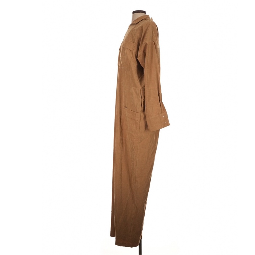 Vassia Kostara Tan Brown Utility Jumpsuit Zip Front Long Sleeve S/M Y2K Safari - Picture 6 of 11